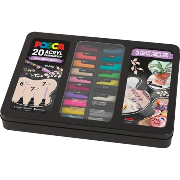 Faber-Castell POSCA Marker Set, 20er Etui, wasserbasierte Tinte, verschiedene Spitzen, inkl. Anleitungen – Bild 2