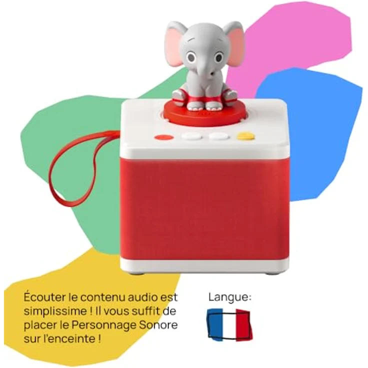 FABA Geschichtenerzähler „Ele, der Elefant“, Audio-Box mit 15 Liedern, französische Version für Kinder von 0 bis 6 Jahren, gesetzte Lautstärke, wiederaufladbarer Akku – Bild 2