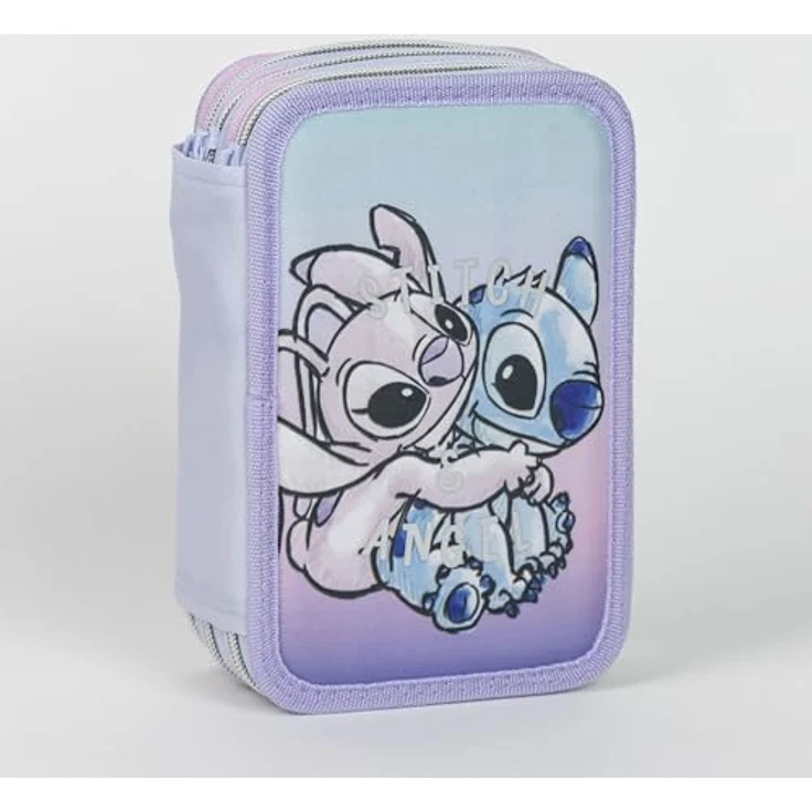 Cerdá Stitch Federmäppchen, Rosa, mit 3 Fächern und Zubehör, 12,5 x 6,5 x 19,5 cm – Bild 6