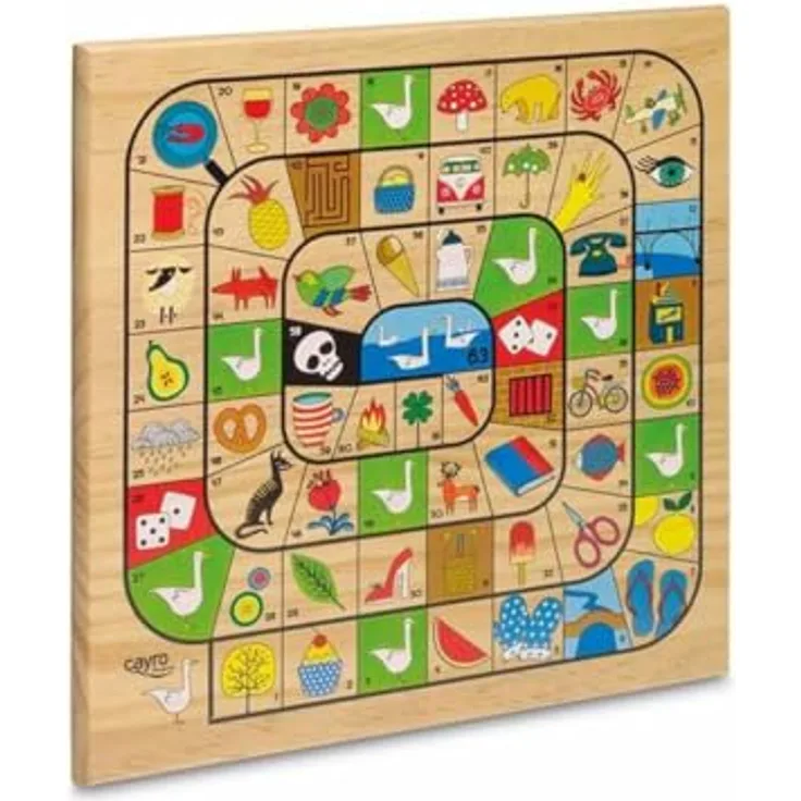 Cayro Parcheesi und Gans, Wendebrettspiel aus Holz für 2 bis 4 Spieler, ab 5 Jahren, Familienspaß