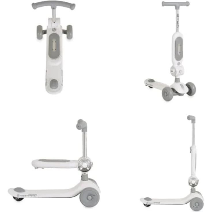 Byox Kinderroller StreetPro 2in1, Laufrad mit PU-Rollen, höhenverstellbar, Musik und Licht, grau – Bild 5