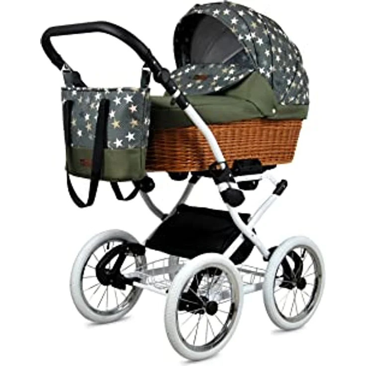 BabyLux ALU 2in1 Kinderwagen für Kleinkinder – Kinderwagen für Neugeborene und Kleinkinder – Max. 15kg – Olive Star White Frame - Vielseitig, elegant und sicher – Bild 2
