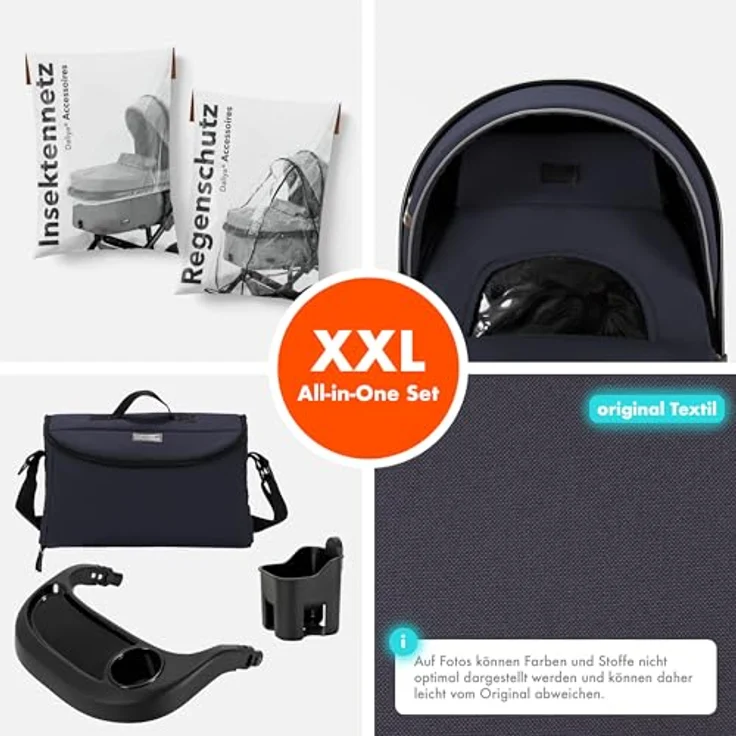 Daliya FLEXI-PRO M 2in1 Kombikinderwagen mit Liegefunktion, klappbar, höhenverstellbar, großem Einkaufskorb, blau-grau – Bild 3