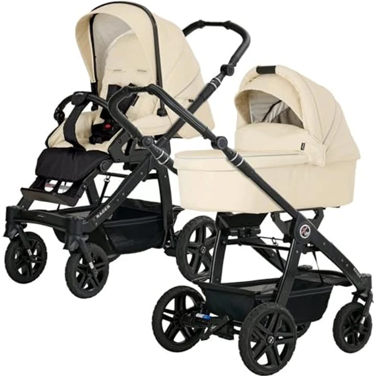 Hartan Kinderwagenset Racer GTS, Kombikinderwagen, hellgelb, 3-teilig, mit Feststellbremse, Federung, 5-Punkte-Gurt, Made in Germany – Bild 2