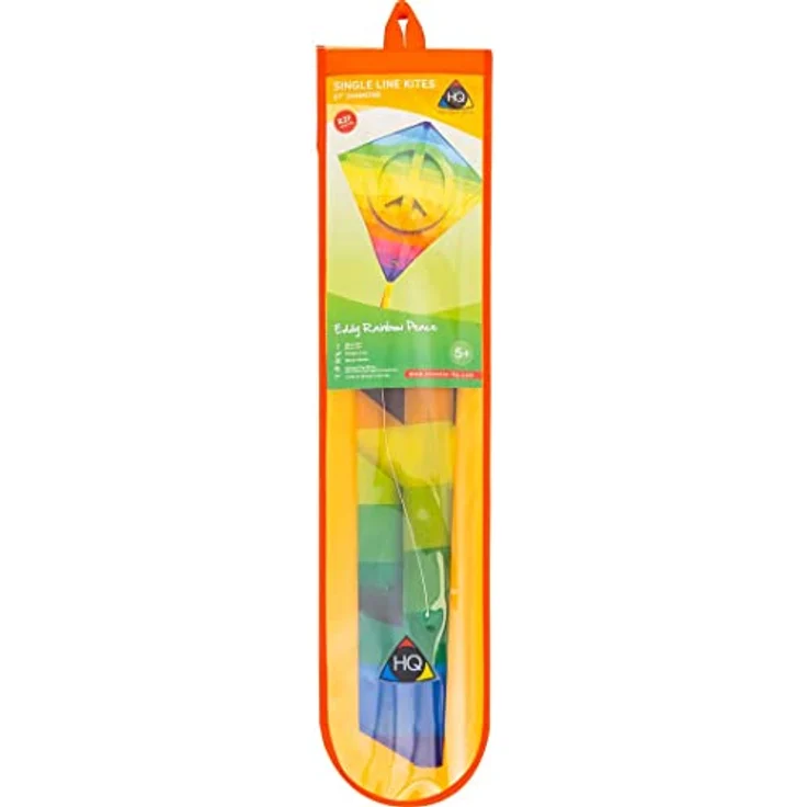 HQ Eddy Kinderdrachen Rainbow Peace, Einleiner Drachen 68x68cm mit 2m Drachenschwanz, inklusive 40m Polyesterschnur, ideal für wenig Wind, ab 5 Jahren – Bild 3