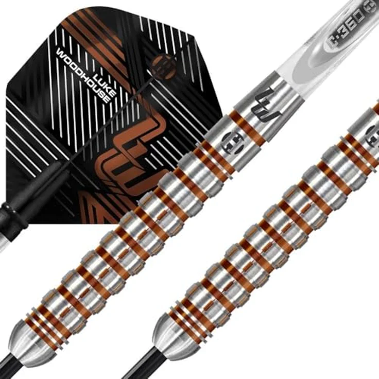 Harrows Luke Woodhouse G2, Dartpfeile aus 90 % Wolfram mit Predator-Ringgriff und Kupfer-Titannitrid-Beschichtung, 21 g – Bild 4