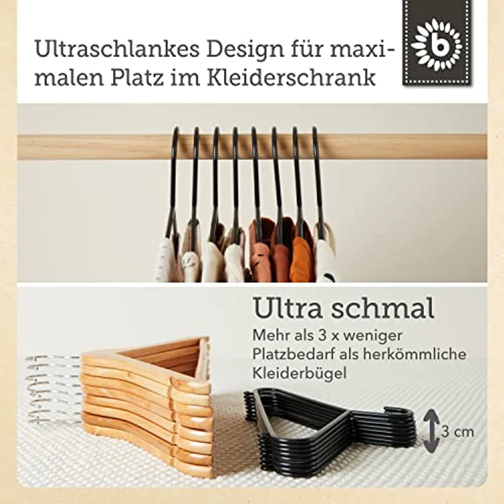 Bieco Kleiderbügel Kinder 8 St. Schwarz | Länge ca 30 cm | Baby Kleiderbügel | Kunststoff Kleiderbügel Kinder Baby | Baby Organiser Für Kleiderschrank | Kleiderbügel Baby | Baby Clothes Hangers – Bild 4