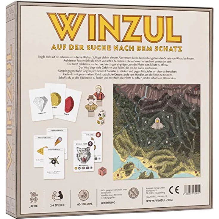 WINZUL Abenteuer Brettspiel, Schatzsuche für 2-4 Spieler, ab 10 Jahren, inklusive Video-Spielanleitung – Bild 4