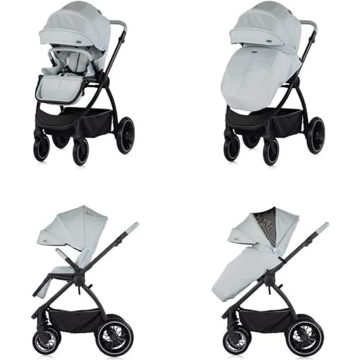 Chipolino Kombikinderwagen Prestige 3 in 1, Matcha, mit Babywanne, Rucksack und i-Size Babyschale, leichtes Aluminiumgestell, verstellbare Sitzschale, UPF 50+ Sonnenschutz – Bild 4