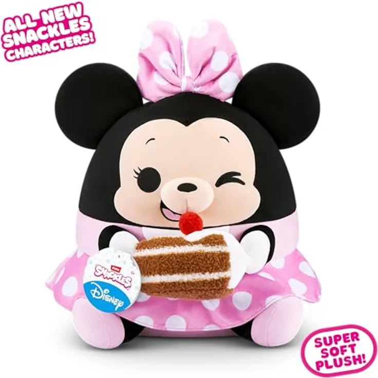 Snackles Disney Plüschspielzeug 35 cm, mit Snack-Accessoire (Minnie & Chocolate Cake), superweicher Plüsch – Bild 3