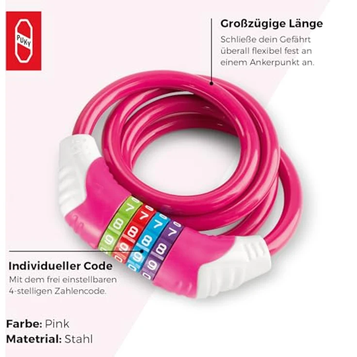 PUKY KS Sicherheitskabelschloss pink – Bild 6