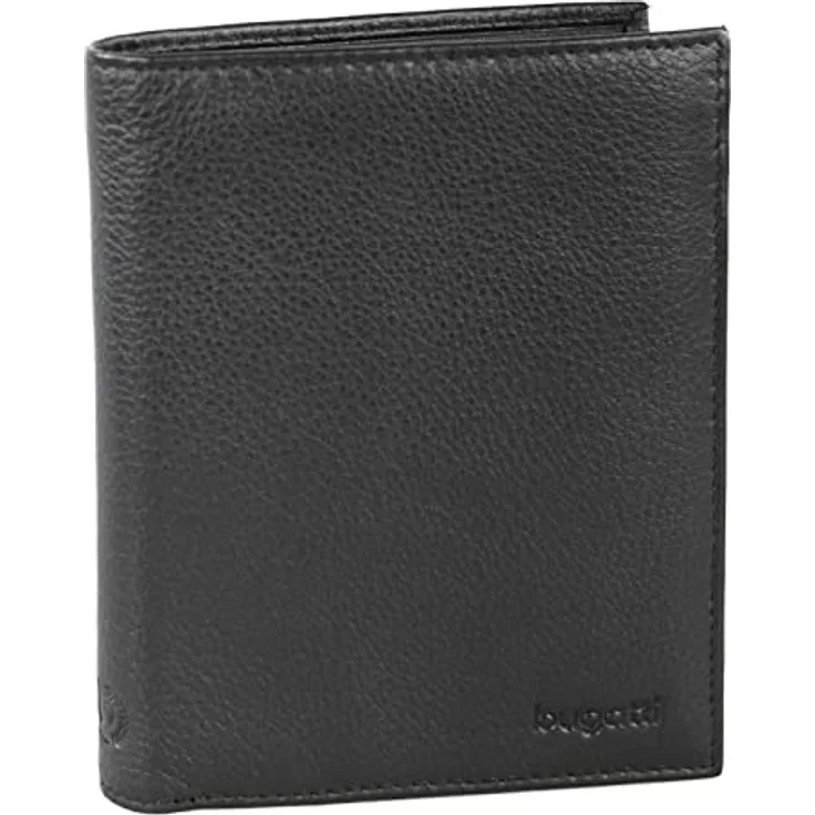 Bugatti Sempre Geldbeutel Männer Leder - Geldbörse Herren Schwarz- Portmonaise Portemonnaie Portmonee Brieftasche Wallet Ledergeldbeutel