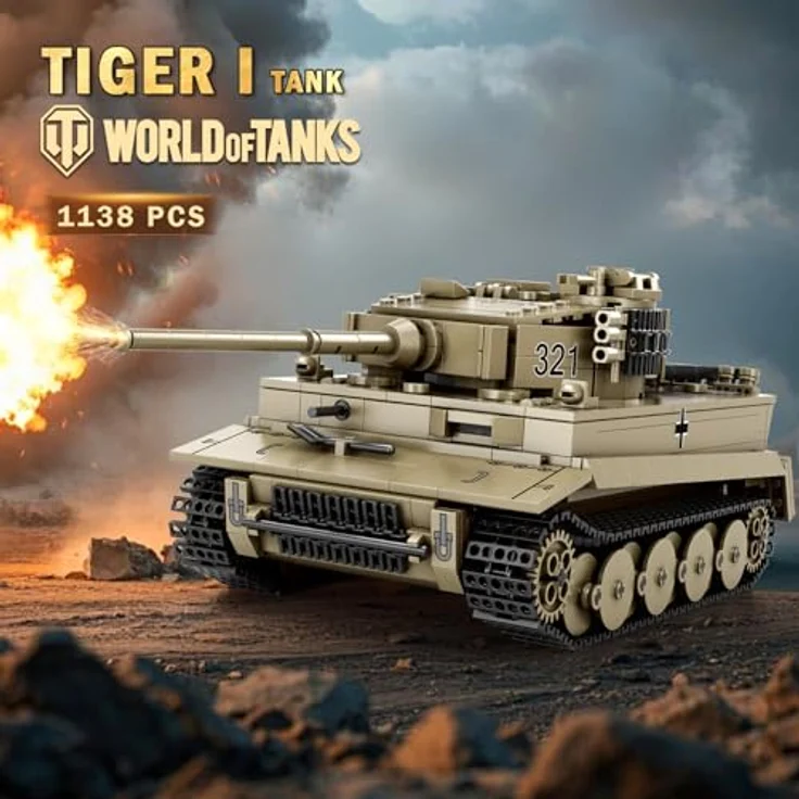 Reobrix Tiger I Tank Bausteine Set 77031, Modellbausatz im Maßstab 1:28, 1138 Teile, autorisiertes World of Tanks Produkt, hoher Spielwert, drehbarer Turm und bewegliches Geschützrohr – Bild 2