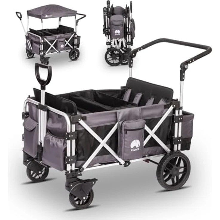 elvent FamilyStar 4 Kinderwagen 4-Sitzer – leicht, faltbar, bis 80 kg, viel Platz, Sonnendach, Sitzpolster, 5-Punkte-Gurt – Bild 1