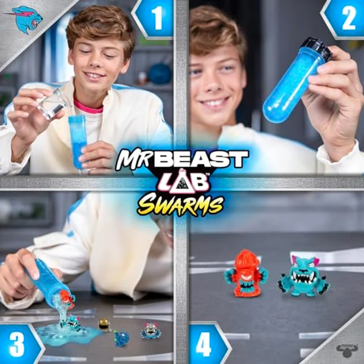 MRBEAST LAB Swarms Laborpackung; Experimentieren, 5 Sammelfiguren enthüllen; mit Chance auf Hyperchrome Panther der Limited – Bild 3