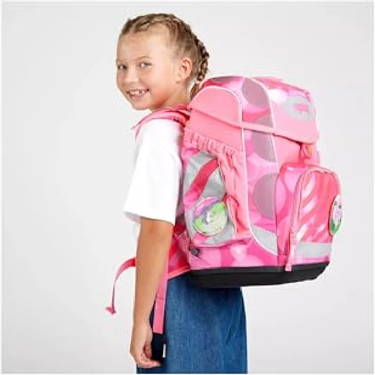 ergobag Cubo KuntBärbuntes Einhorn, 5-teiliges Schulranzen-Set, ergonomisch, für 1. bis 4. Klasse, reflektorisch, 19 l, PFC-frei – Bild 5