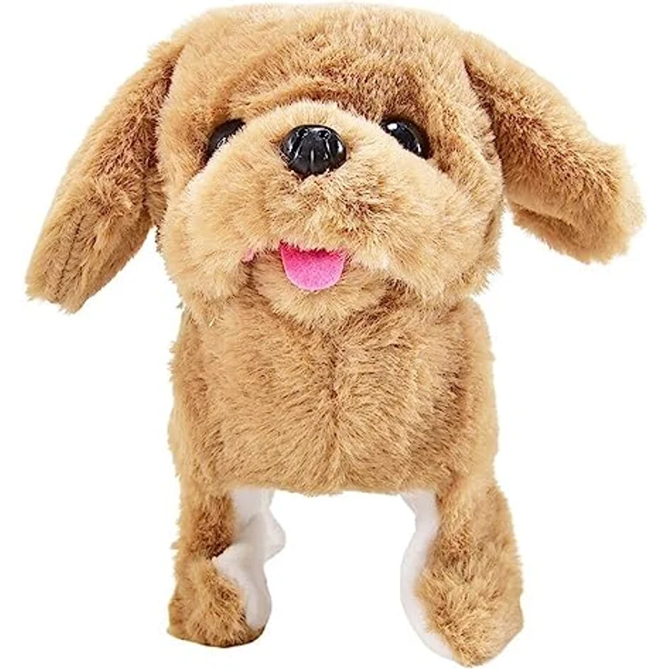 Winfried Kögler GmbH Laufender Hund mit Sound Kuscheltier aus Plüsch - Stofftier Plüschtier, Beige, mit Sound, inkl. 2 x AA Batterien – Bild 2