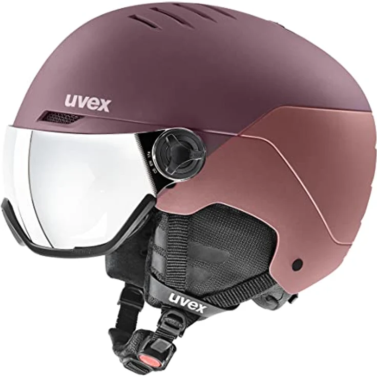 uvex wanted visor - robuster Skihelm für Damen und Herren - mit Visier - optimierte Belüftung - bramble - antique rose matt - 54-58 cm – Bild 1
