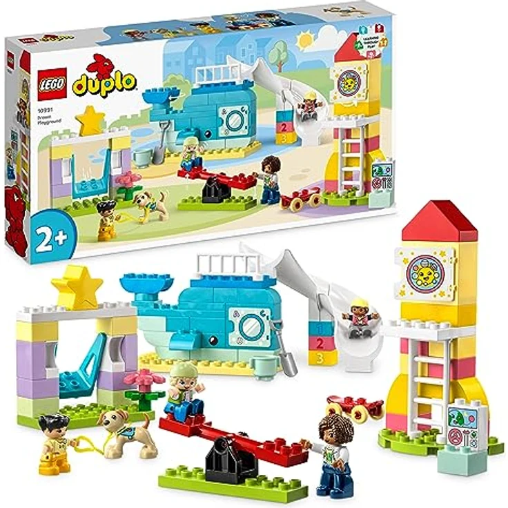 LEGO 10991 DUPLO Traumspielplatz Set, Konstruktionsspielzeug für Kinder ab 2 Jahren mit Wal- und Raketengerüste und Figuren, hilft Kleinkindern, Buchstaben, Zahlen und Farben mit Steinen zu Lernen – Bild 1
