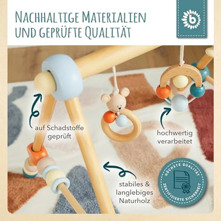 BIECO Baby Gym Bieco Spieltrapez höhenverstellbar Holzspielzeug Bär Design – Bild 7