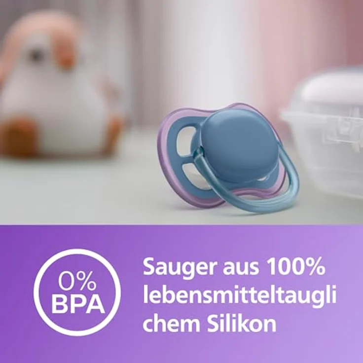 Philips AVENT ultra air Schnuller, leichte und atmungsaktive Schnuller für Babys (6–18 Monate), BPA-frei, 2er-Pack mit Transportbehälter als Sterilisator, Modell SCF085/34 – Bild 4