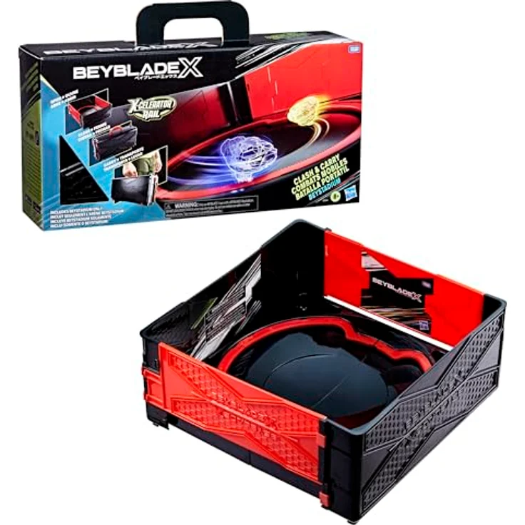 Hasbro Beyblade X Clash and Carry Beystadium-Arena, tragbare Kampf-Arena mit X-Celerator Beschleunigungssystem, 1-tlg – Bild 1