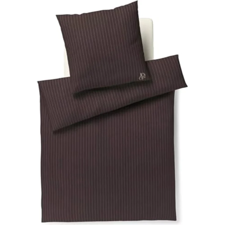 Joop! Bettwäsche Soft Stripes 45003 77, Flanell Mocca Braun mit Nadelstreifen, 135 cm x 200 cm, atmungsaktiv und pflegeleicht – Bild 1