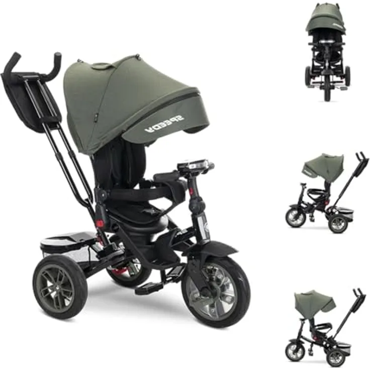 Lorelli Tricycle Speedy, Dreirad mit Luftreifen, drehbarem Sitz, Musik und Licht, grün