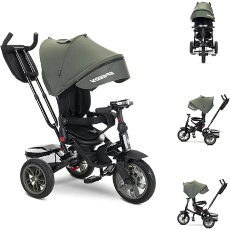 Lorelli Tricycle Speedy, Dreirad mit Luftreifen, drehbarem Sitz, Musik und Licht, grün – Bild 1