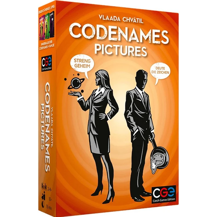 Asmodée Codenames Pictures, Kartenspiel mit bildhaften Hinweisen für Geheimagenten, Deutsch
