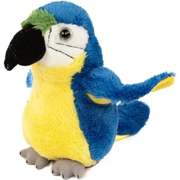 Teddys Rothenburg Plüschtier Papagei, 15 cm, blau/gelb/grün, maschinenwaschbar bis 30°C, kuschelweicher Plüsch – Bild 1