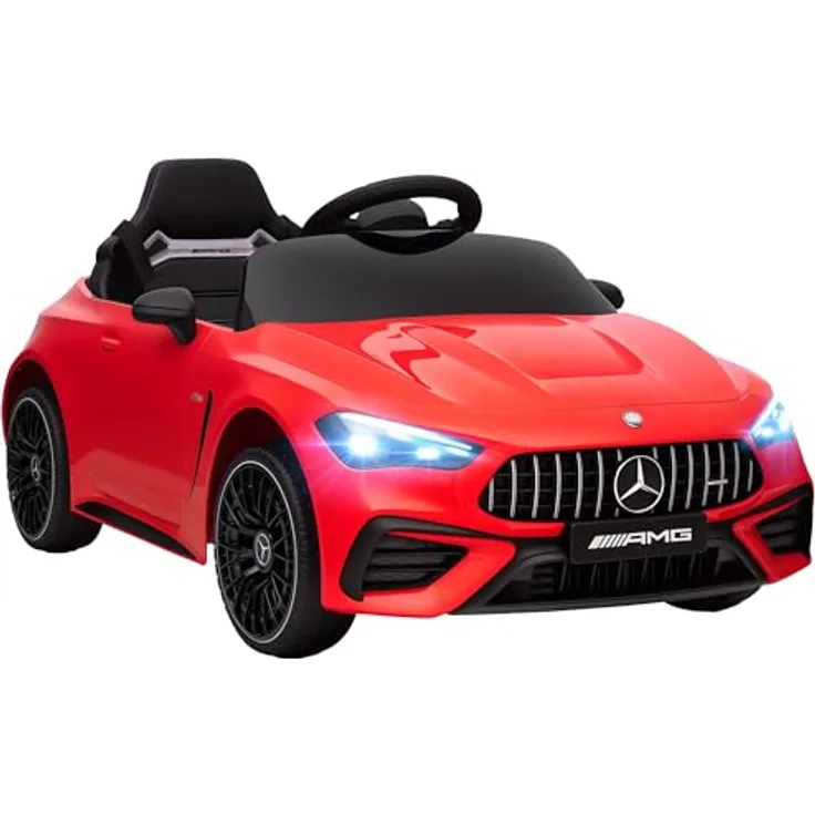 AIYAPLAY Kinder Elektroauto Mercedes-AMG 12V mit 2,4 GHz Fernbedienung, 2 Motoren, Musik & MP3, Sanftem Start/Stopp, LED-Beleuchtung, Hilfsrädern, Rot für 3-6 Jahre