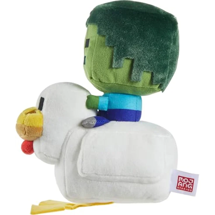Mattel Plüsch Minecraft Deluxe Chicken Jockey, 20 cm Spielzeug Kuscheltier aus hochwertigen Textilien – Bild 4