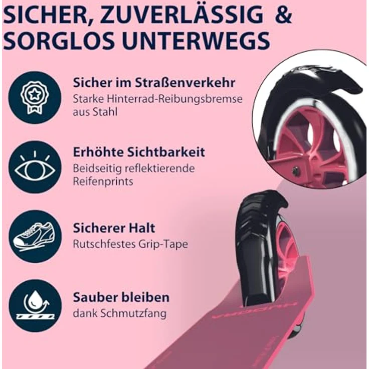 Hudora Cityroller Up 145 Junior, höhenverstellbar, klappbar, für Kids ab 3 Jahren, bis 60kg, rutschfeste Trittfläche – Bild 5