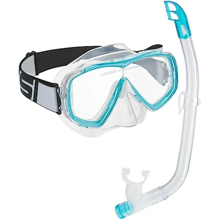 Cressi Premium Combo Schnorchelset Junior - erhältlich mit Marea Jr oder Estrella Jr Maske und Top-Schnorchel, Unisex Kind