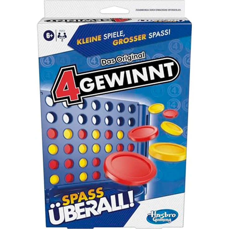 Hasbro 4 gewinnt Spass überall, kompaktes Strategiespiel für 2 Spieler, klappbares Format, ab 6 Jahre – Bild 1