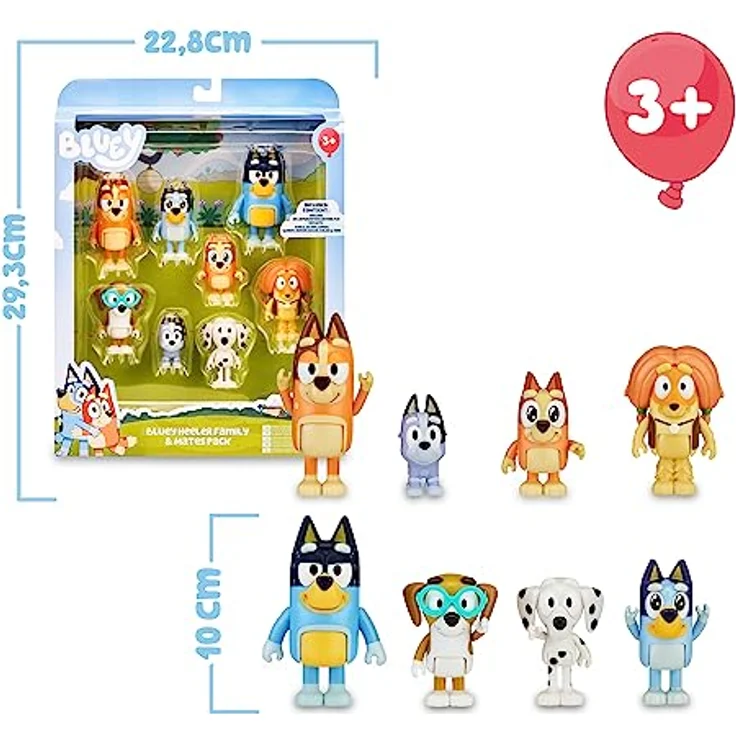 BlueY Bluey Figurenset, 8-teilig, Cartoon-Figuren 6-8 cm, ab 3 Jahren, ohne Batterien, Kunststoff – Bild 3