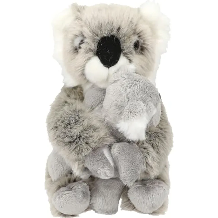 Depesche 12799 TOPModel Wild - Plüschtier Koala Mama und Baby, mit weichem Grau-Weißem Fell und Klettverschluss an den Händen