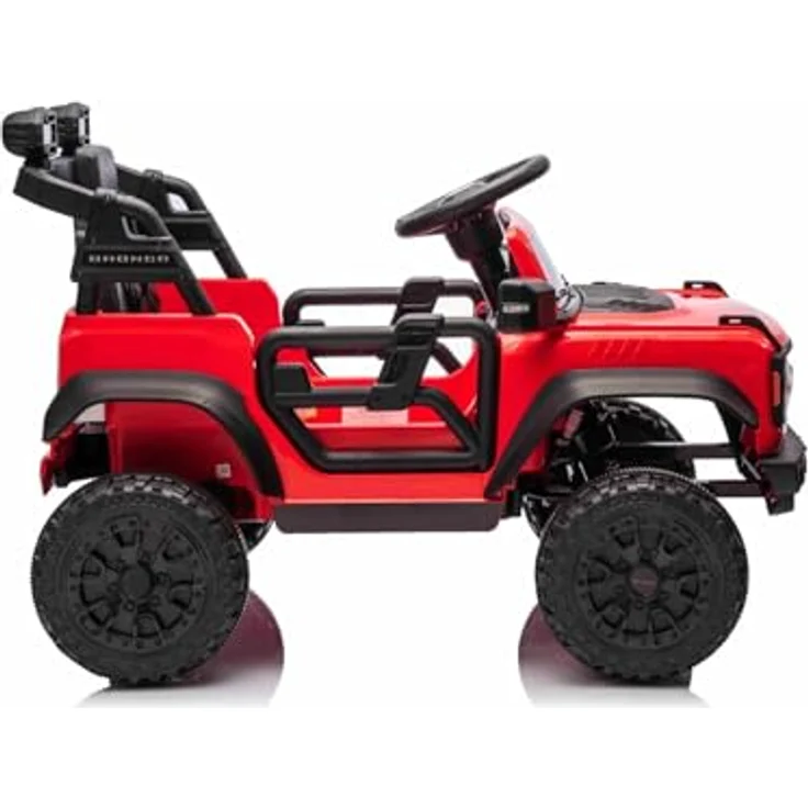 Beneo Ford Bronco Elektrisches Kinderfahrzeug, Einzelsitzer, Rot, Hinterradantrieb, 2,4-GHz-Fernbedienung, MP3-Player mit USB-Anschluss, hohe Bodenfreiheit, Sicherheitsgurt, LED-Beleuchtung – Bild 6