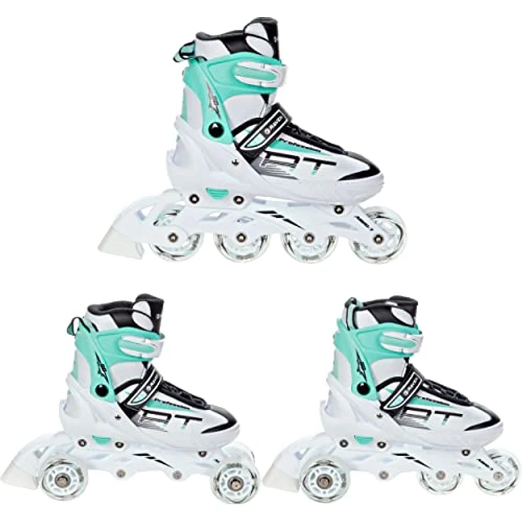 RAVEN Profession 3in1 Inlineskates Triskates Rollschuhe Inliner für Kinder und Erwachsene verstellbar (White/Mint, 31-35 (20,5cm-23cm)) – Bild 1