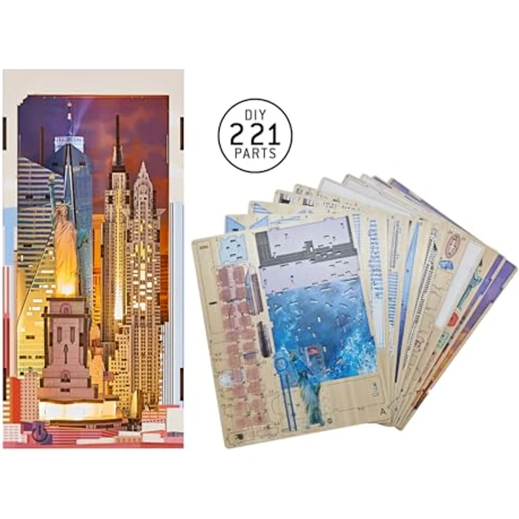 Revell Tiny Adventures Book Nook Mini-Diorama New York, LED-beleuchtet, 18 cm, hochwertiges Holz, einfach zu montieren – Bild 7