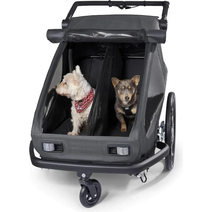 Croozer Yuuna Hundemodul, klappbare Transportplatte mit gepolstertem Hundebett und Wetterschutz, Aluminiumrahmen, flexibel montierbar
