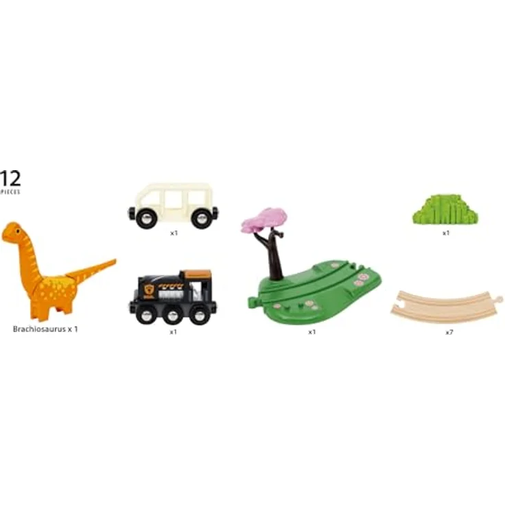 BRIO® Dinosaurier Bahn Set, Spielzeug-Eisenbahn mit 12 Teilen, inklusive Brachiosaurus-Figur und Holzschienen, FSC® zertifiziert – Bild 3