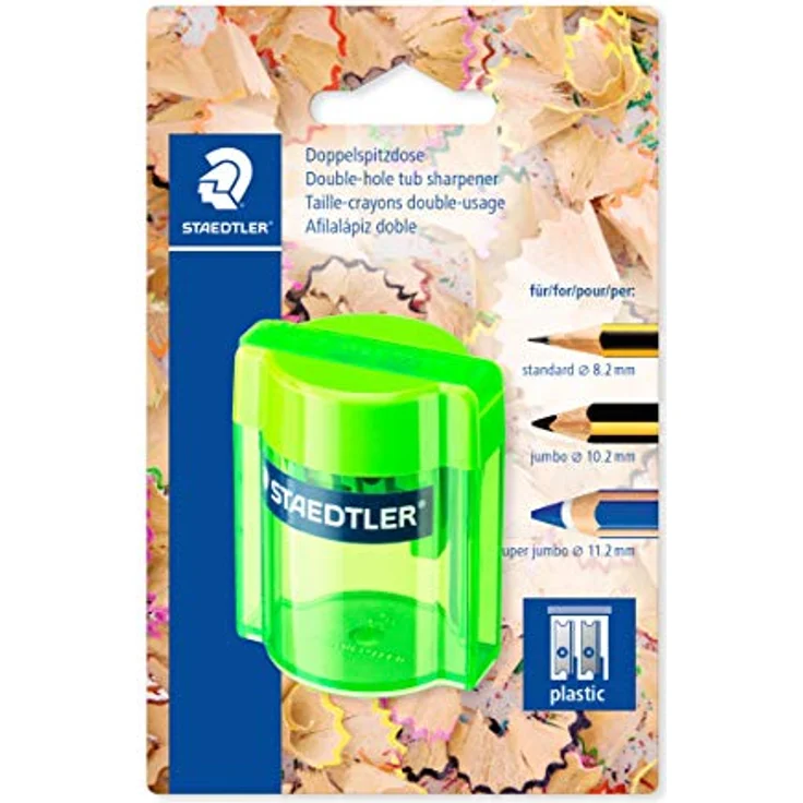 STAEDTLER 513 – Blister 1 Anspitzer Kunststoff 2 Verwendungen mit Behälter transparent verschiedene Farben - Preisvergleich – Bild 4