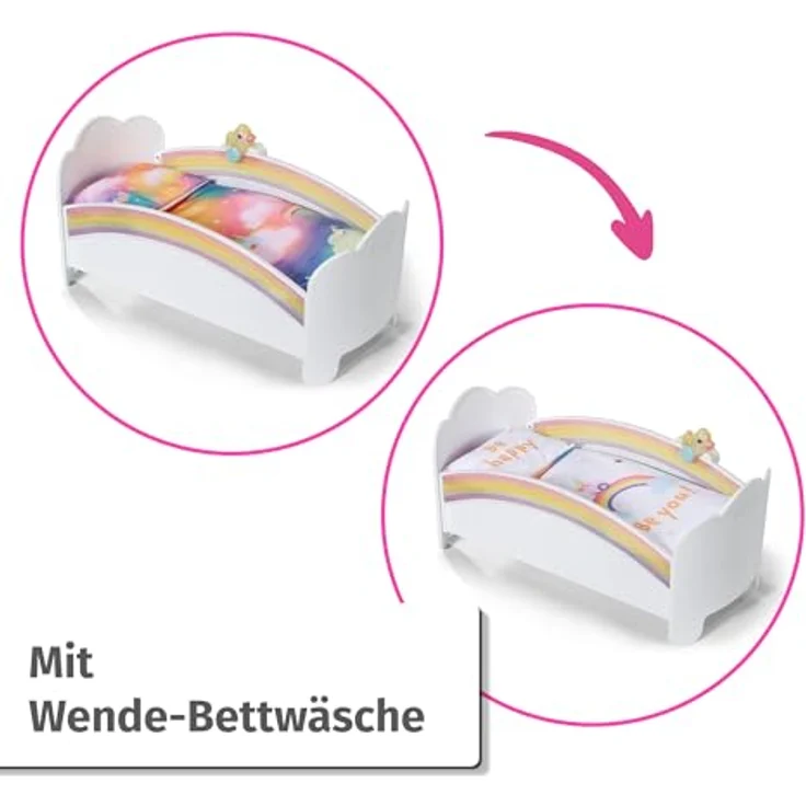 BABY Born Regenbogenbett, Puppenbett mit Regenbogenlichtern und beruhigender Einschlafmelodie inkl. Wendebettwäsche, 835999 Zapf Creation – Bild 4