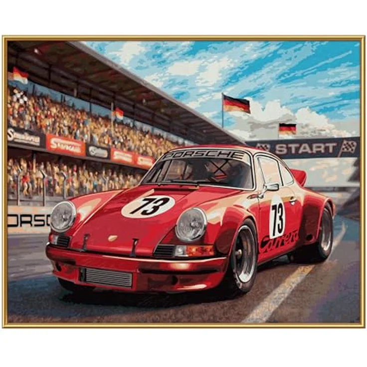 Schipper MNZ - Porsche 911 Carrera RSR 2.8, Malvorlage im Format 40 x 50 cm mit 36 Acrylfarben in Rot, detailreiche Motorsport-Darstellung – Bild 3