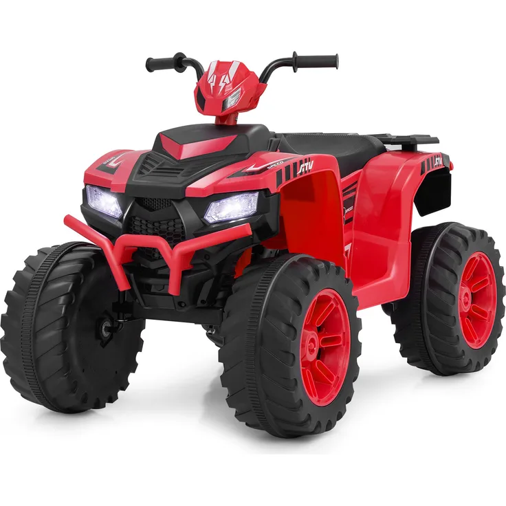 Costway 24V Elektro Kinderquad, Elektro Quad für Kinder von 3 bis 8 Jahren, 2 Geschwindigkeiten, Musik, LED-Anzeige (Rot)