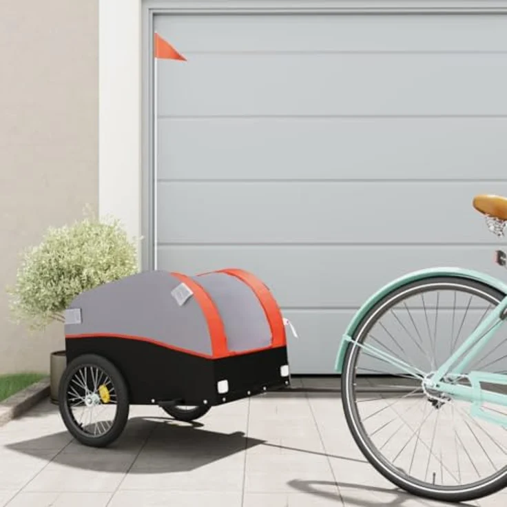 vidaXL Fahrradlastenanhänger Fahrradanhänger Schwarz und Orange 30 kg Eisen, Robustes Material, Cleveres Design, Maximale Belastbarkeit – Bild 2