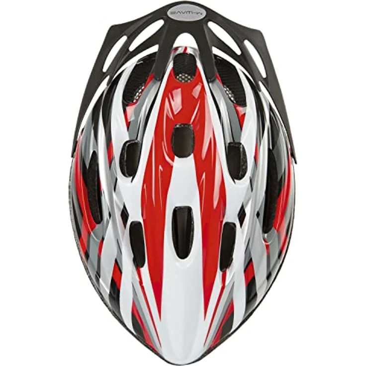 M-Wave Fahrradhelm, Rot/Schwarz/Weiß/Silber, M, 53-57 cm mit Microshell Oberschale und 10 Belüftungsöffnungen – Bild 3