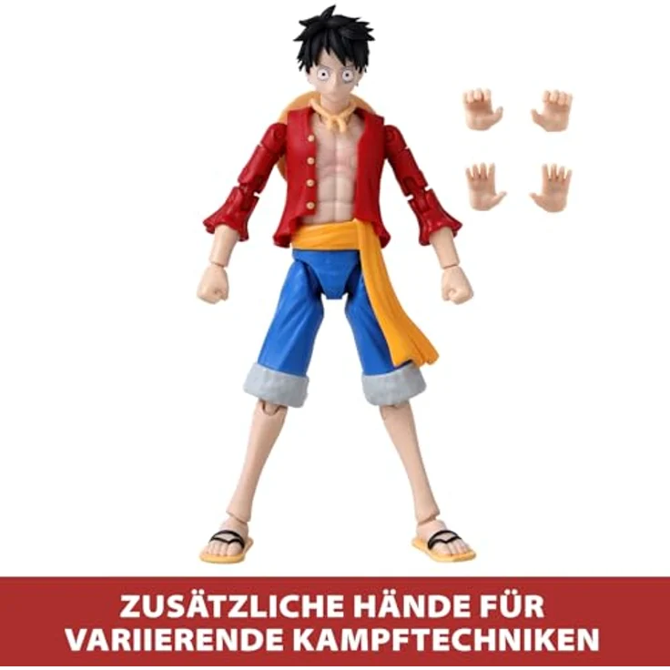 BANDAI Anime Heroes One Piece Figur 17 cm Monkey D. Ruffy - Bewegliche Manga Figur mit 16 Gelenkpunkten - Offizielle Lizenz – Bild 4